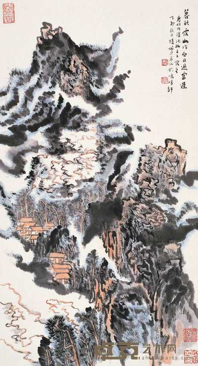 陆俨少 1987年作 秋冷云迟 镜心 82×44.5cm